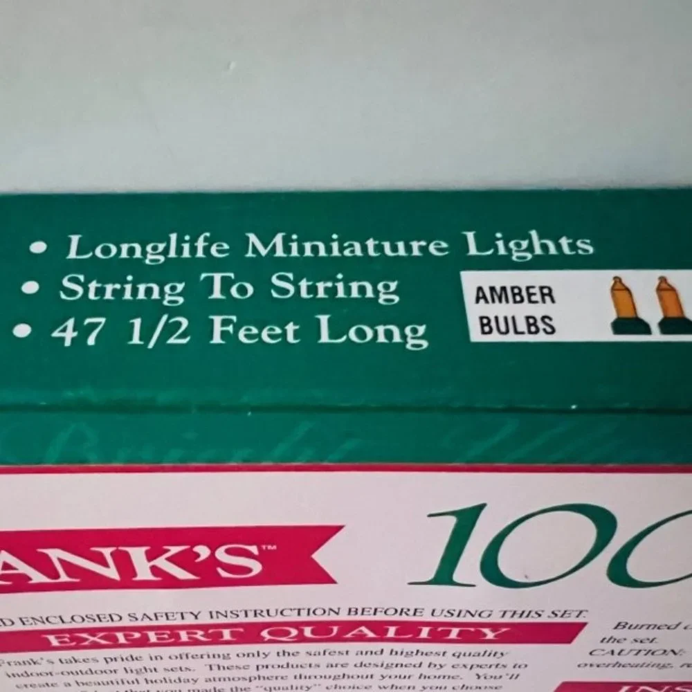 Vintage FRANK'S 100 Ultra Bright AMBER Miniature Christmas Light Indoor/Outdoor